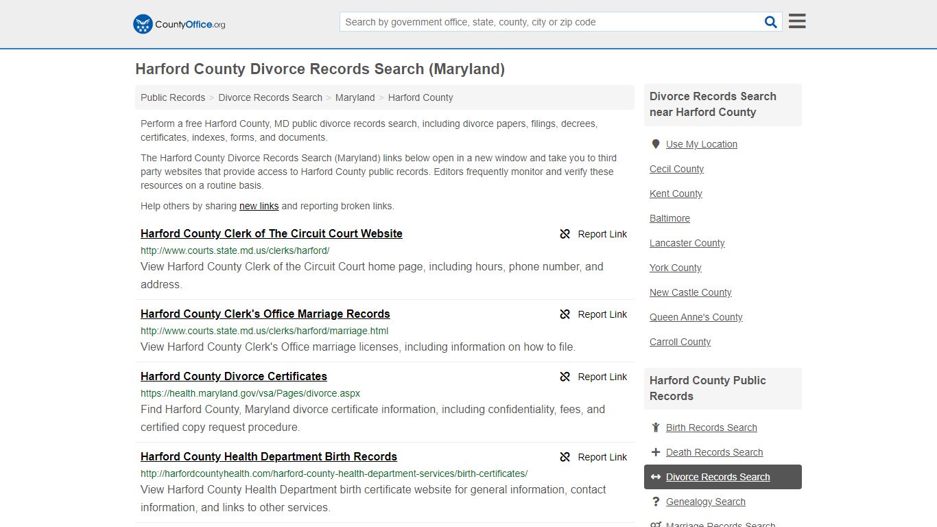 Divorce Records Search - Harford County, MD (Divorce ...